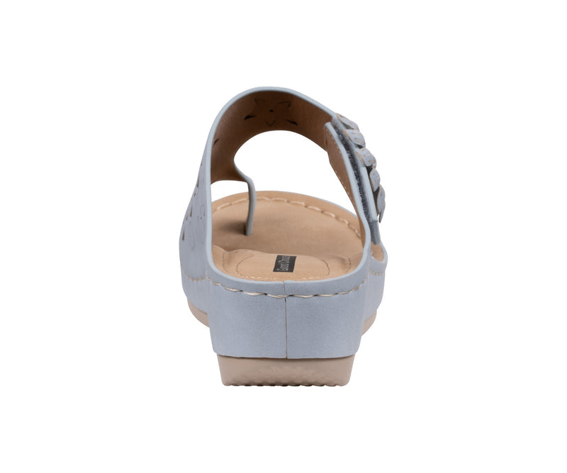 Women's Skylar Blue Floral Rosette Wedge Sandals