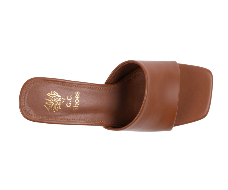 Women's Soho Tan Square Toe Heeled Sandals