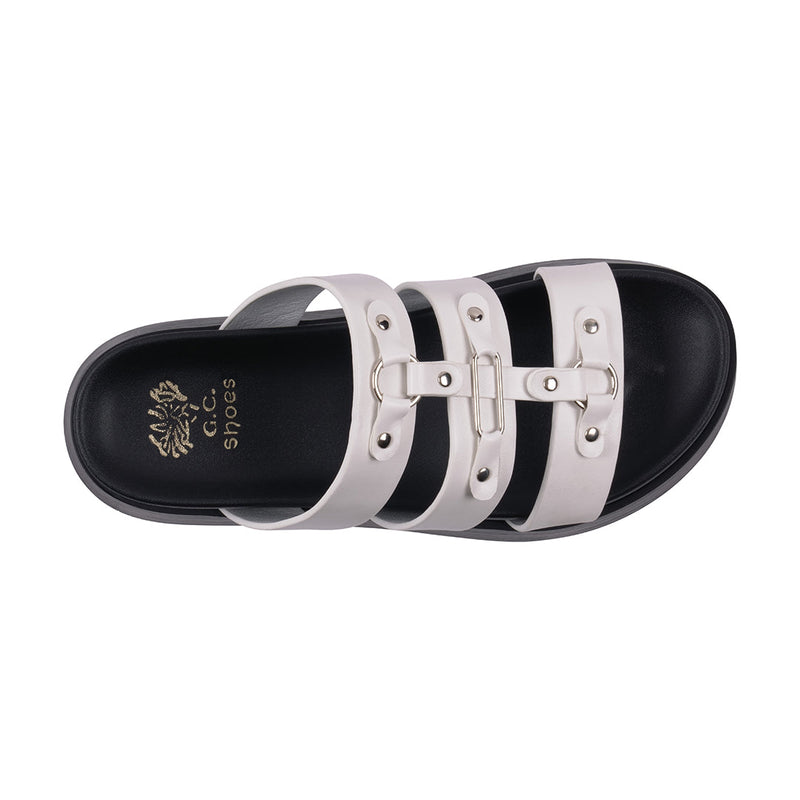 Women's Stevie White Strappy Slide Platform Sandals
