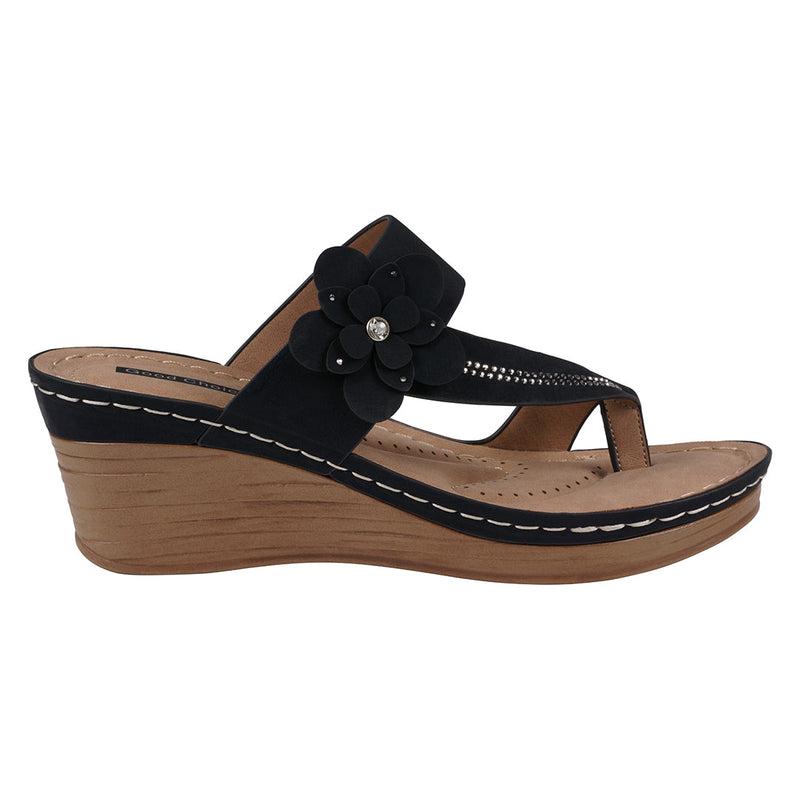 Women's Taryn Black Floral Wedge Sandals