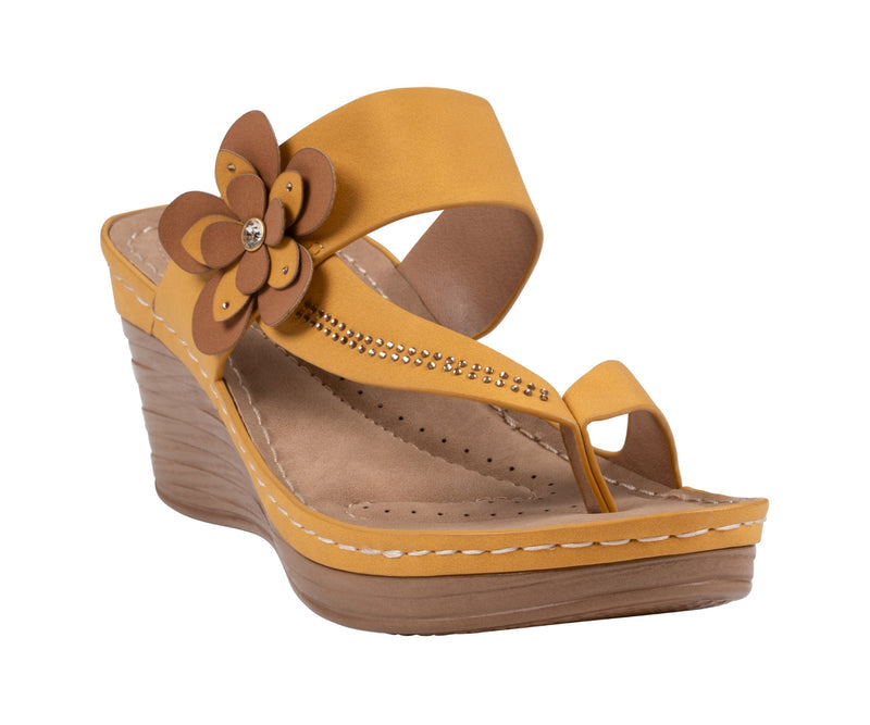 Women's Taryn Yellow Floral Wedge Sandals