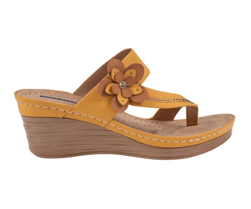 Women's Taryn Yellow Floral Wedge Sandals