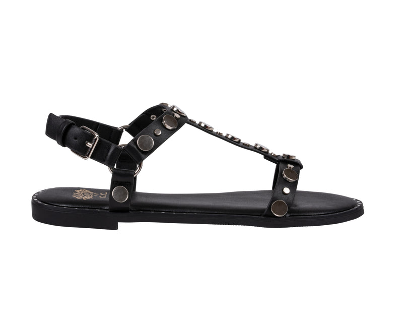 Women’s Trinity Black Studded Strappy Flat Sandals