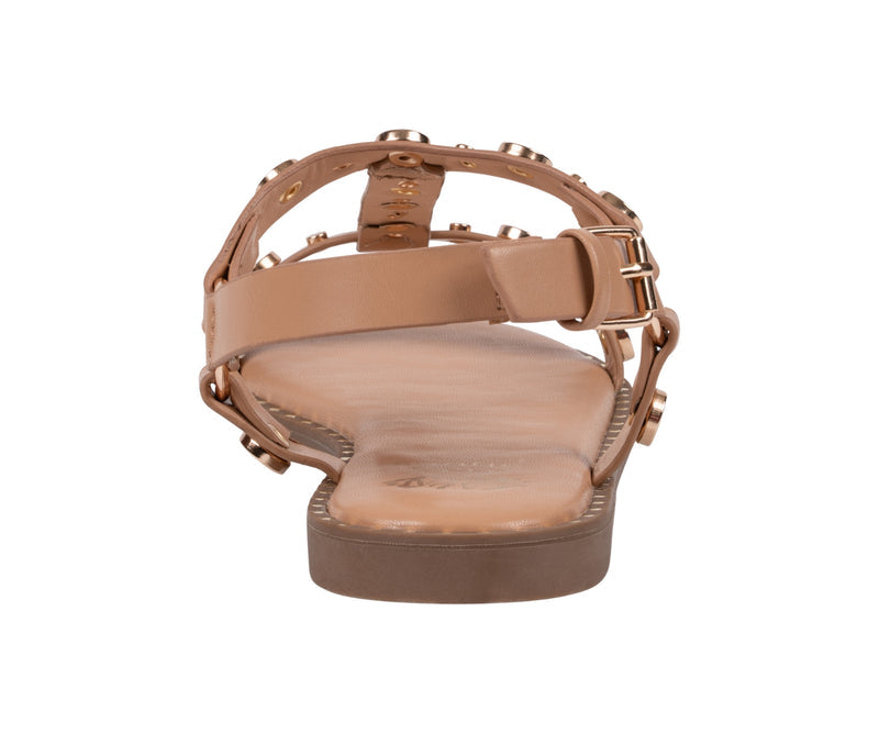 Women’s Trinity Tan Studded Strappy Flat Sandals