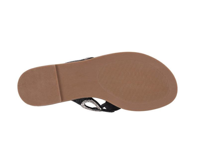 Women’s Vania Black Multi Chain Link Thong Flat Sandals