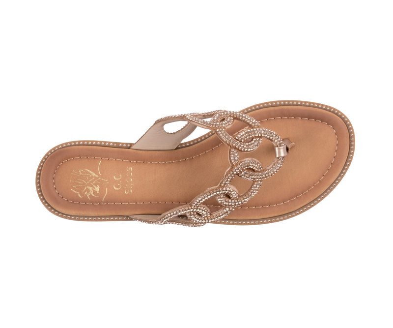 Women’s Vania Rose Gold Chain Link Thong Flat Sandals