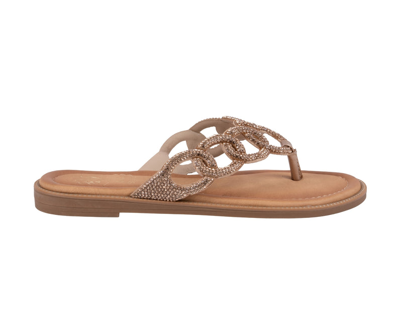 Women’s Vania Rose Gold Chain Link Thong Flat Sandals