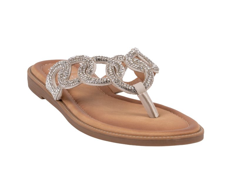 Women’s Vania Silver Chain Link Thong Flat Sandals