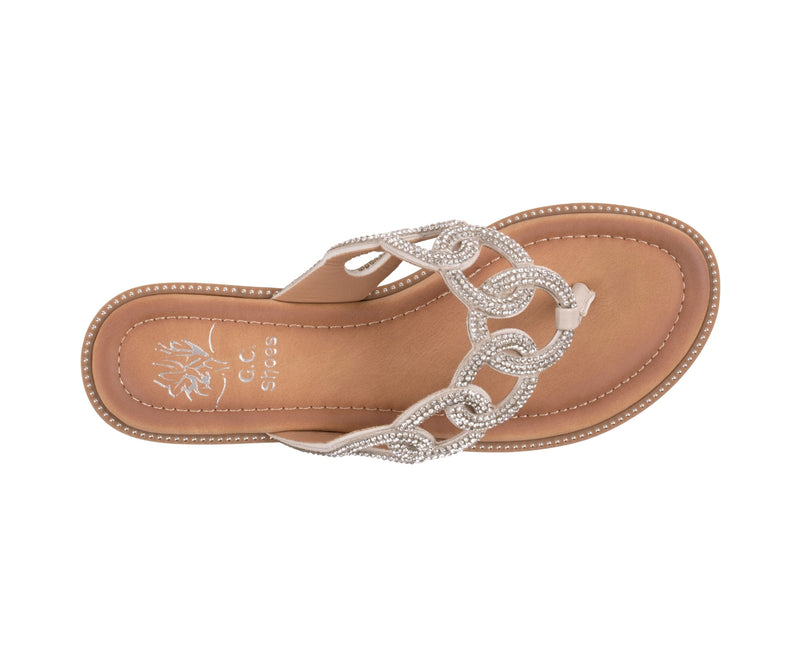 Women’s Vania Silver Chain Link Thong Flat Sandals