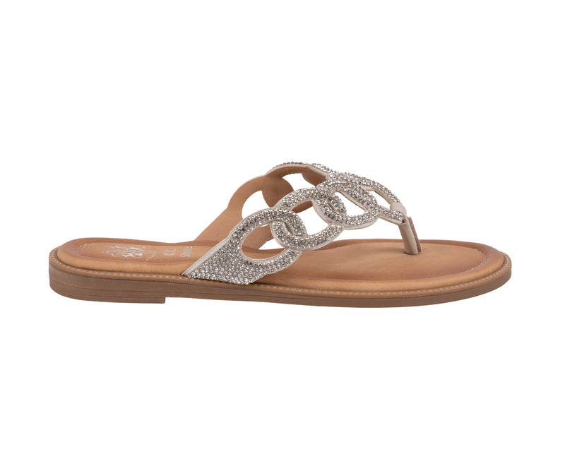 Women’s Vania Silver Chain Link Thong Flat Sandals