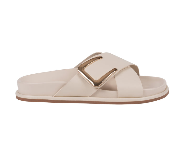 Women’s Weekend Beige Velcro Cross Strap Footbed Sandals