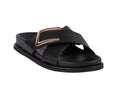 Women’s Weekend Black Velcro Cross Strap Footbed Sandals