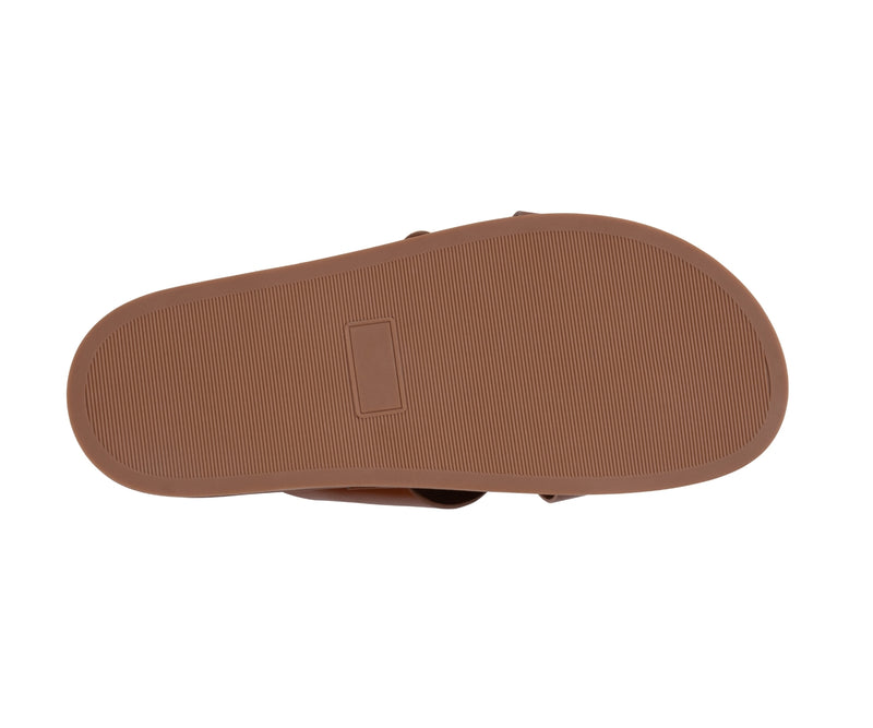 Women’s Weekend Tan Velcro Cross Strap Footbed Sandals