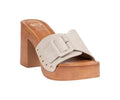 Women’s York Ivory Buckle Wooden Block Heel Platform Sandals
