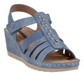 Women's Yuna Blue Strappy Wedge Sandals