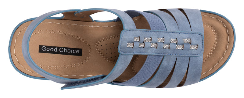 Women's Yuna Blue Strappy Wedge Sandals
