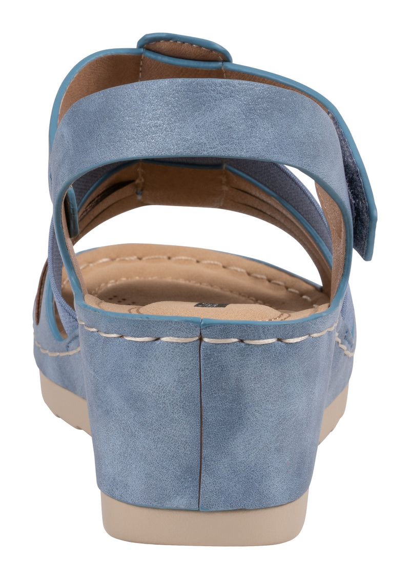 Women's Yuna Blue Strappy Wedge Sandals