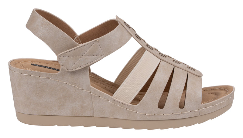 Women's Yuna Nude Strappy Wedge Sandals