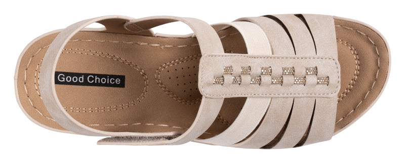 Women's Yuna Nude Strappy Wedge Sandals