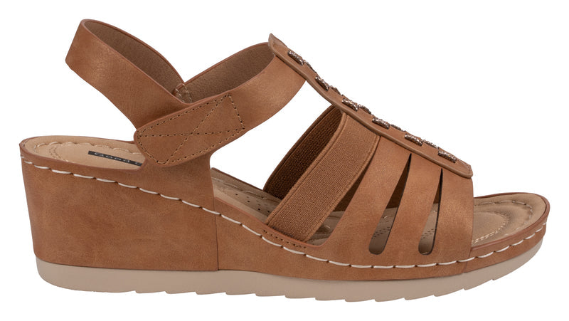 Women's Yuna Tan Strappy Wedge Sandals