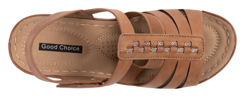 Women's Yuna Tan Strappy Wedge Sandals