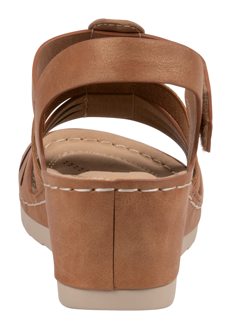 Women's Yuna Tan Strappy Wedge Sandals