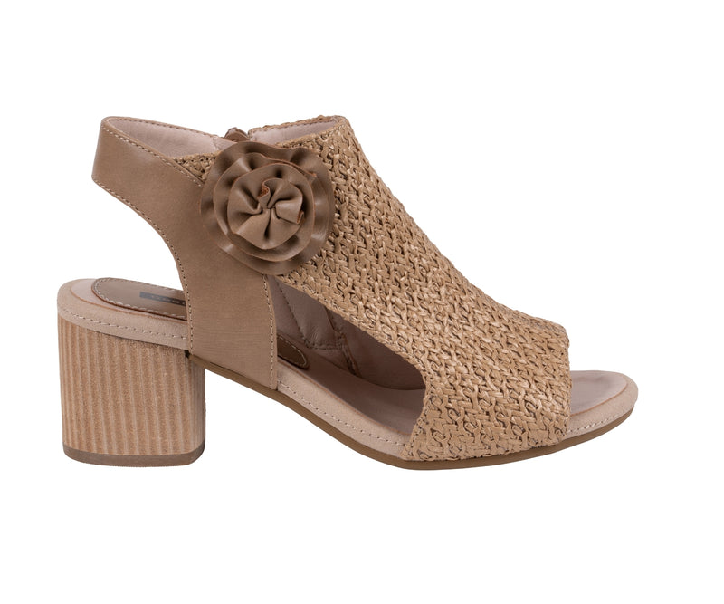 Women's Zakki Natural Flower Rosette Woven Block Heel Dress Sandals