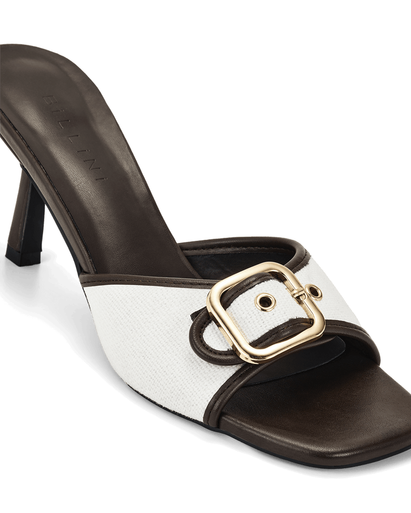 YASH - CREAM LINEN-CHOCOLATE-Heels-Billini-Billini